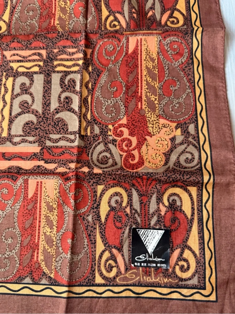 Eliakim Tokyo 100% Fine Cotton scarf Vibrant Paisley Abstract Pattern Headware